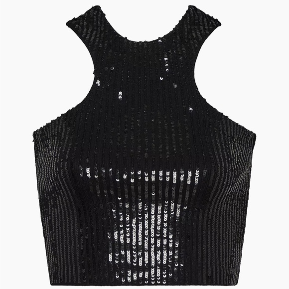 NWOT RETROFETE Audra Sequin Knit Racerback Top - Picture 6 of 11